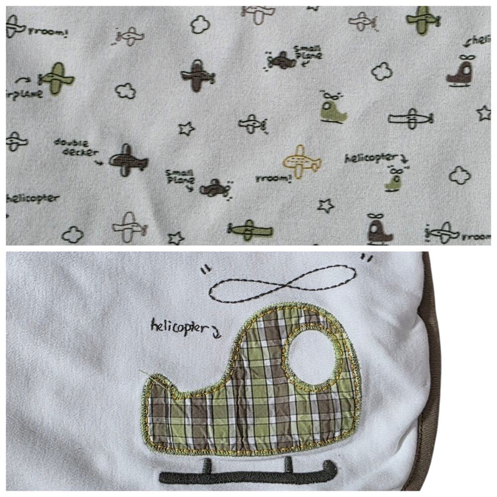 Gymboree Airplane Baby Blanket 2004 Aviation Helicopter Reversible